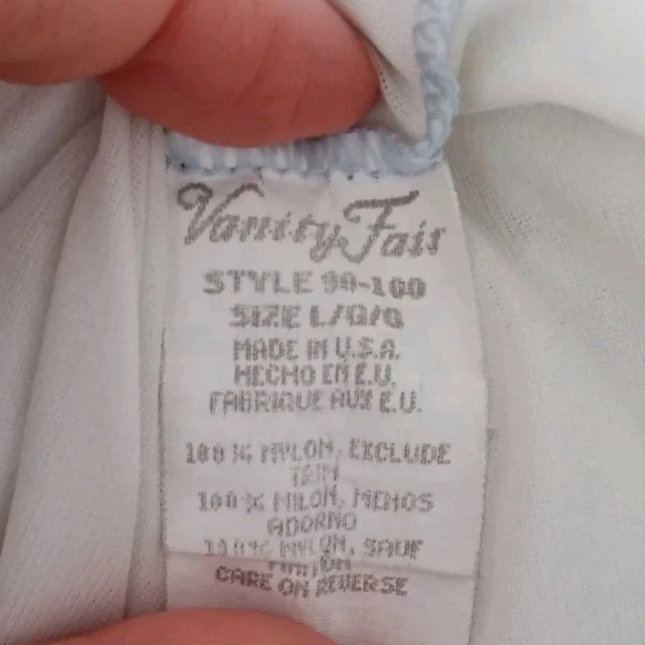 Vanity Fair 60s Vintage Babydoll Nightgown Lace Blue Bow. Made In USA. Excellent - Picture 4 of 12